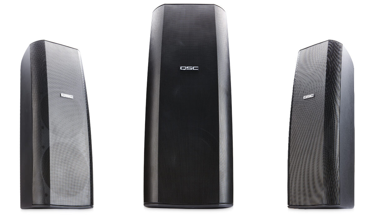 Qsc ad-S282h-Bk bocina a muro con woofer dual de 8 pulgadas y 450w